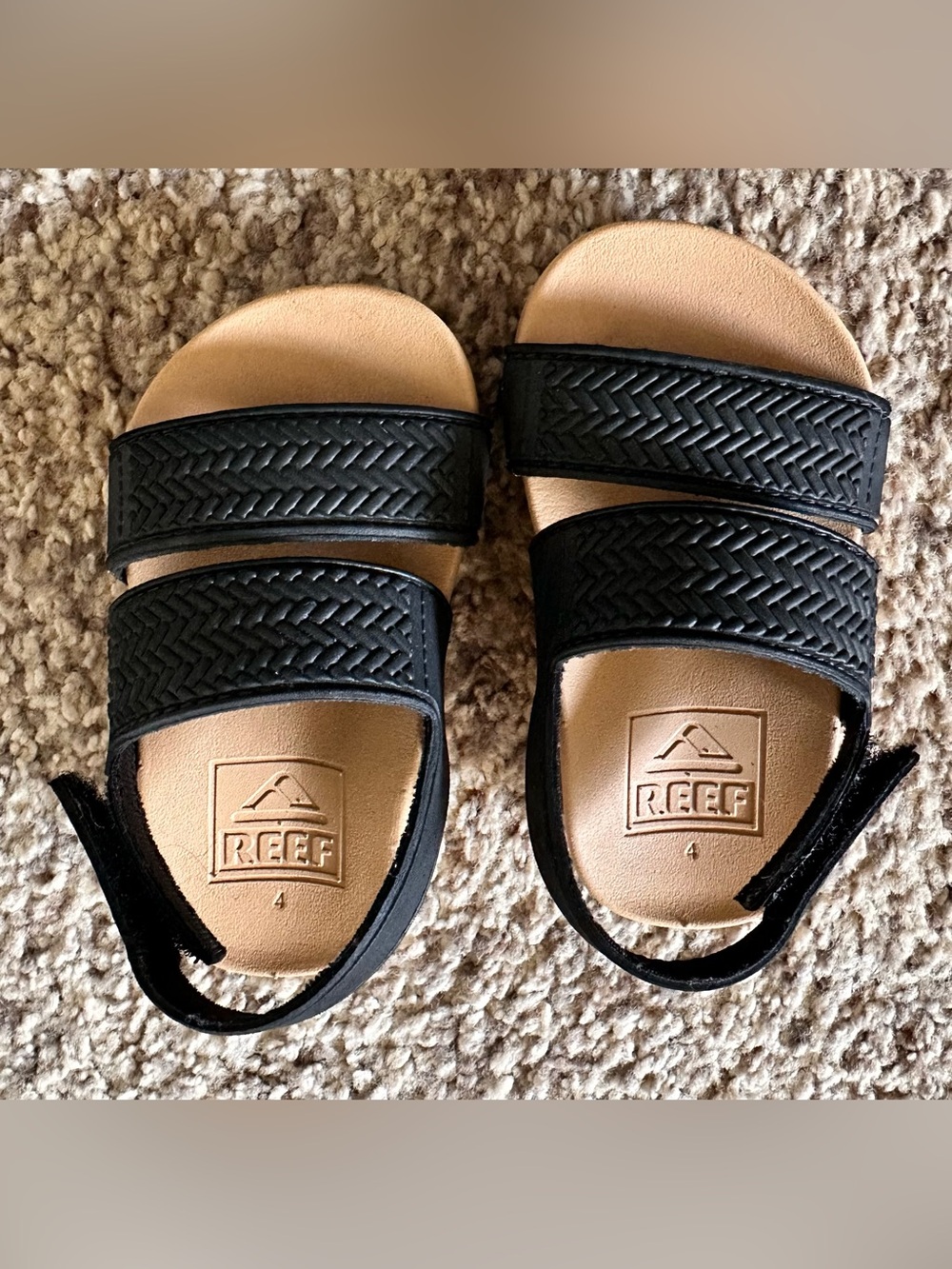 Reef Kids Black and Tan Double-Strap Sandals